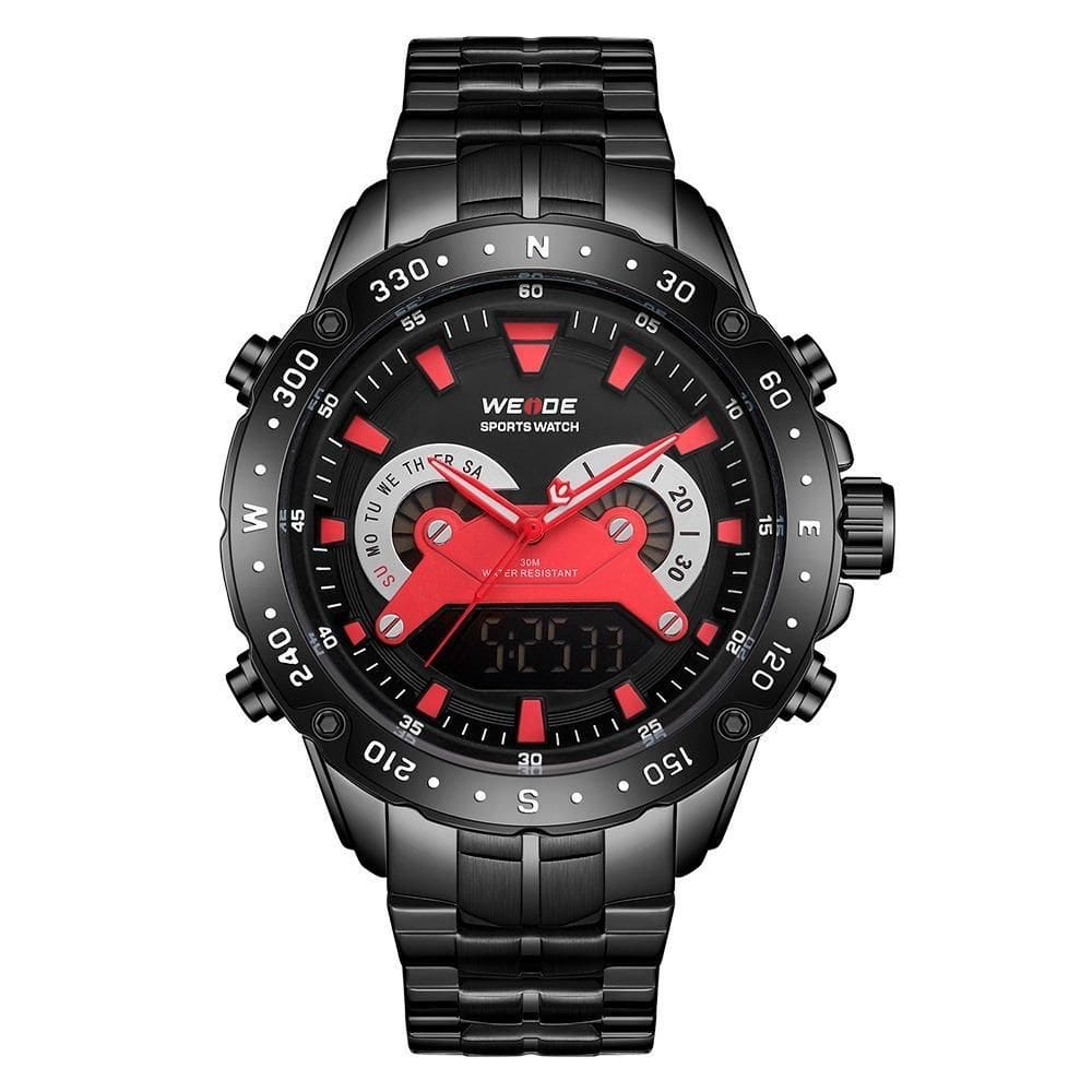 Relógio Masculino Weide Anadigi Wh8501B - Preto E Vermelho