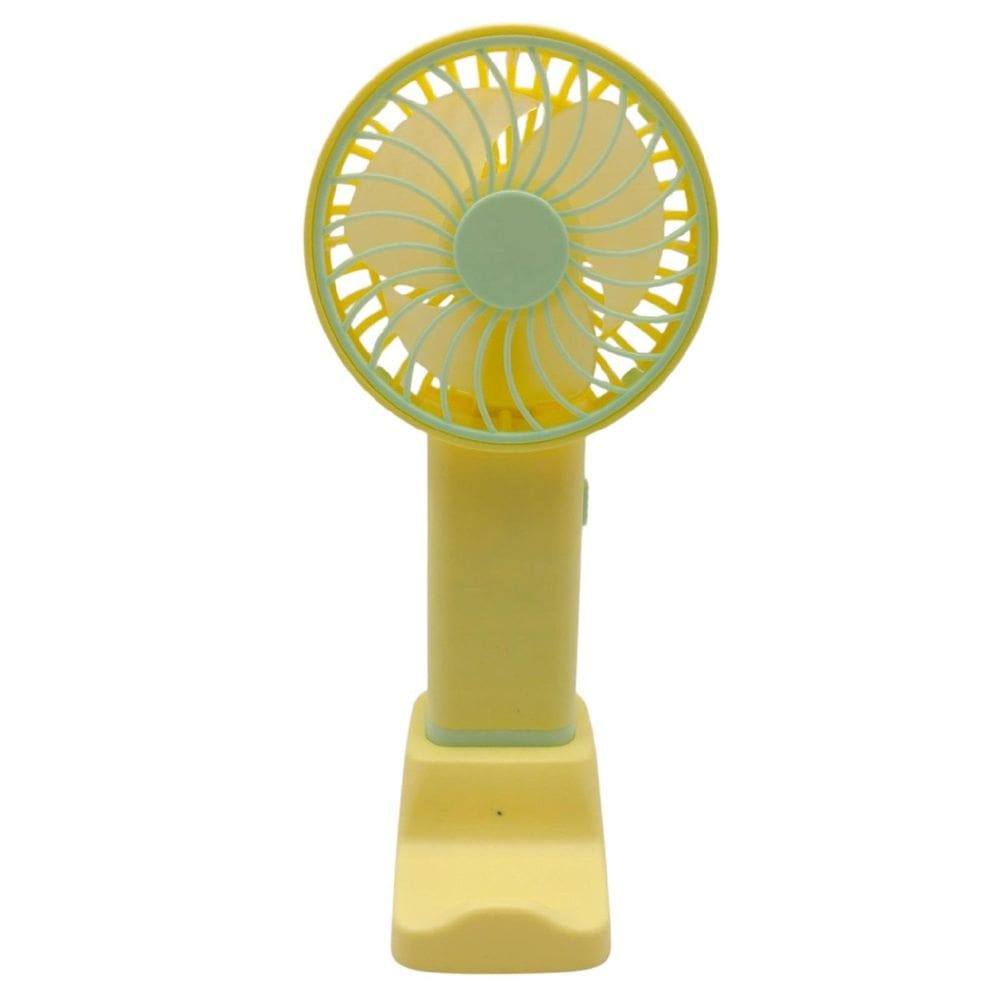 Mini Ventilador Recarregável Usb Portátil Suporte - Amarelo