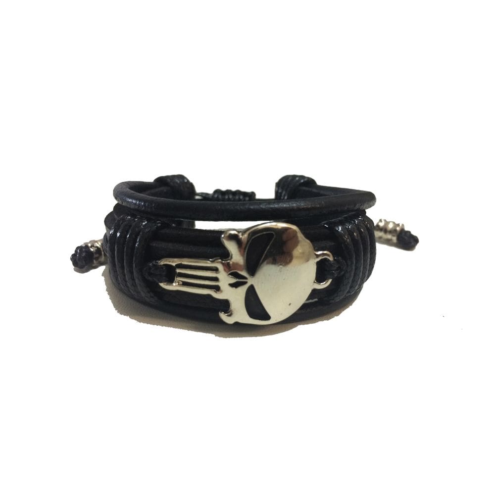 Pulseira Bracelete Couro Justiceiro The Punisher Regulável