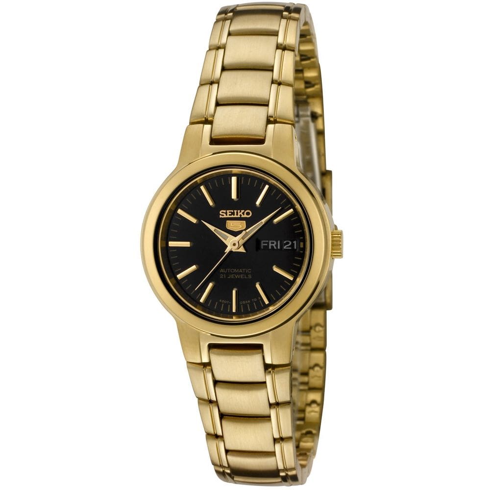 Relógio Seiko SYME48 5 automático feminino em aço dourado