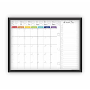 Quadro Planejamento Mensal Planner Com Moldura Mod02