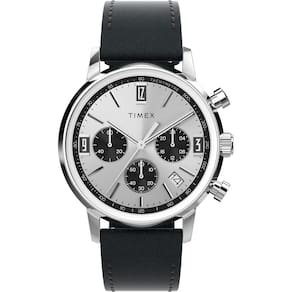 Relógio Timex Marlin para homens, estojo de 40 mm, pulseira preta, tom prateado
