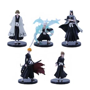 Kit 5 Bonecos Bleach Ichigo Rukia Toushirou Byakuya Urahara Action Figure Anime