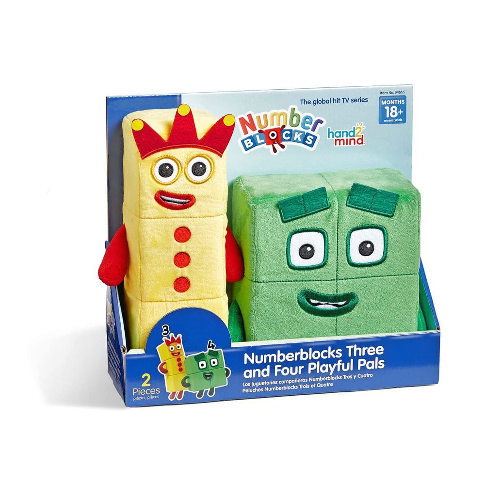 Brinquedo de pelúcia hand2mind Numberblocks Three and Four para crianças