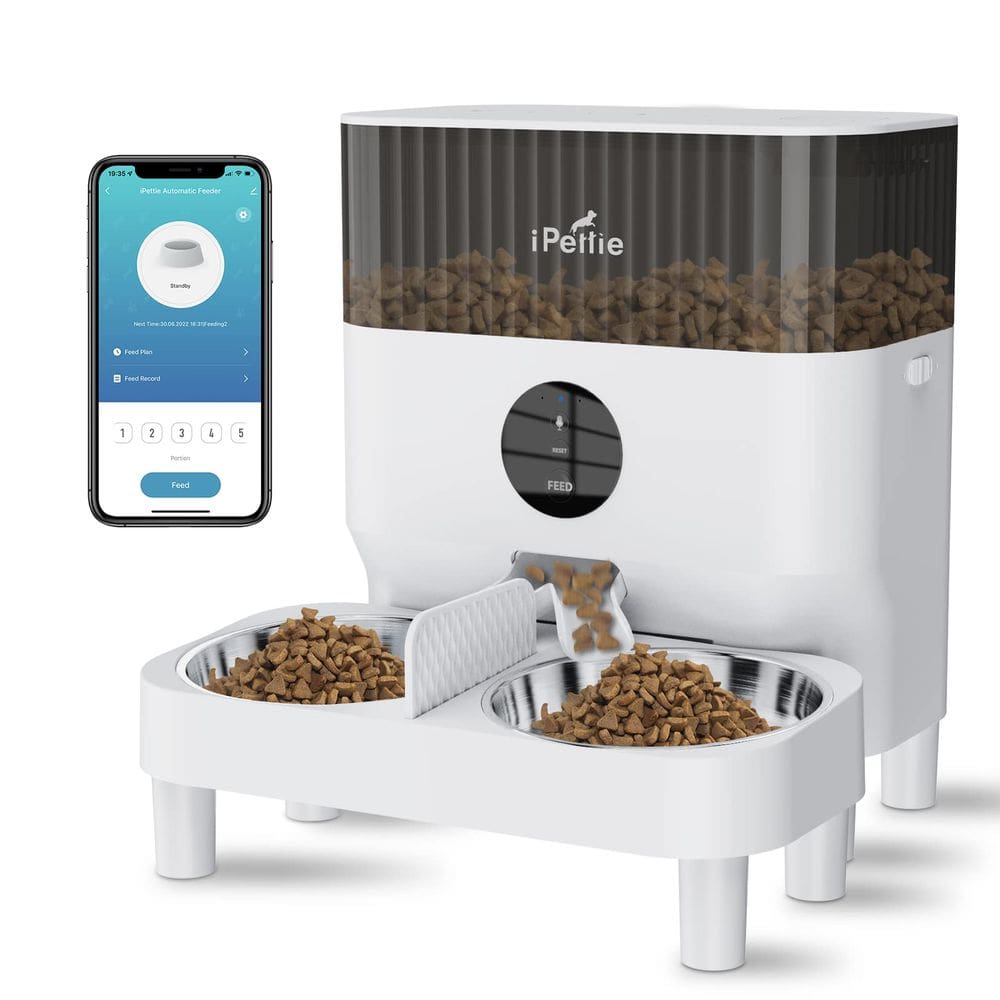 Alimentador WiFi automático para animais de estimação iPettie para 2 animais de estimação com capacidade de 5L