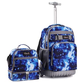 Mochila com rodinhas Tilami Galaxy Blue de 19 polegadas com lancheira