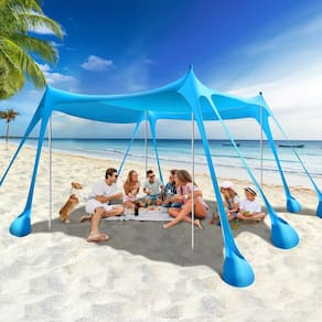 Barraca de praia Rhino Valley Sun Shelter UPF50+ com sacos de areia