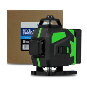 Nível Laser 3D 12 Linhas com Laser Verde, Alcance de 30m, Baterias Recarregáveis e Kit Completo com Controle Remoto e Bolsa de Transporte