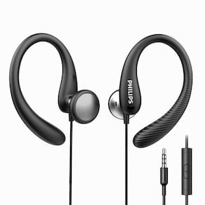Fones de ouvido PHILIPS Over The Ear com microfone para esportes e corrida, pretos