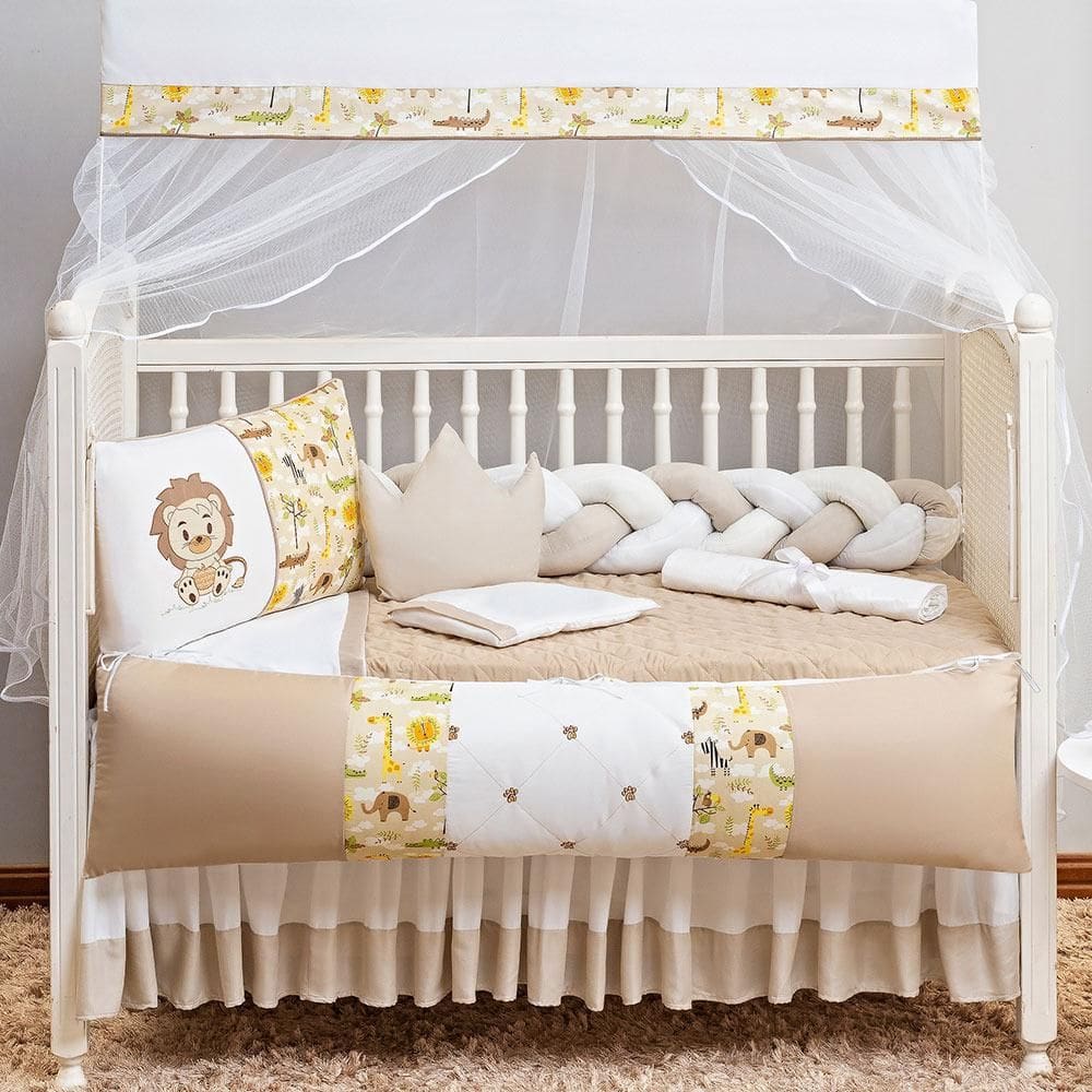 Kit Berço Nacional E Americano Leão 12P Lençol Algodão