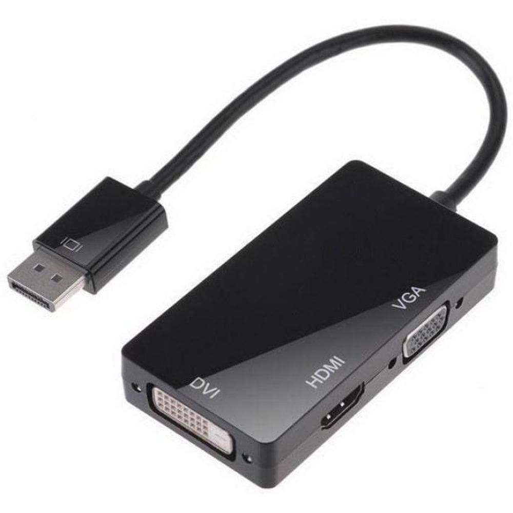 Cabo Adaptador Displayport X Dvi/Hdmi/Vga Conversor 3X1 15cm