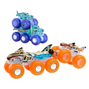 Caminhão de brinquedo Hot Wheels Monster Trucks em escala 1:64 com plataformas grandes