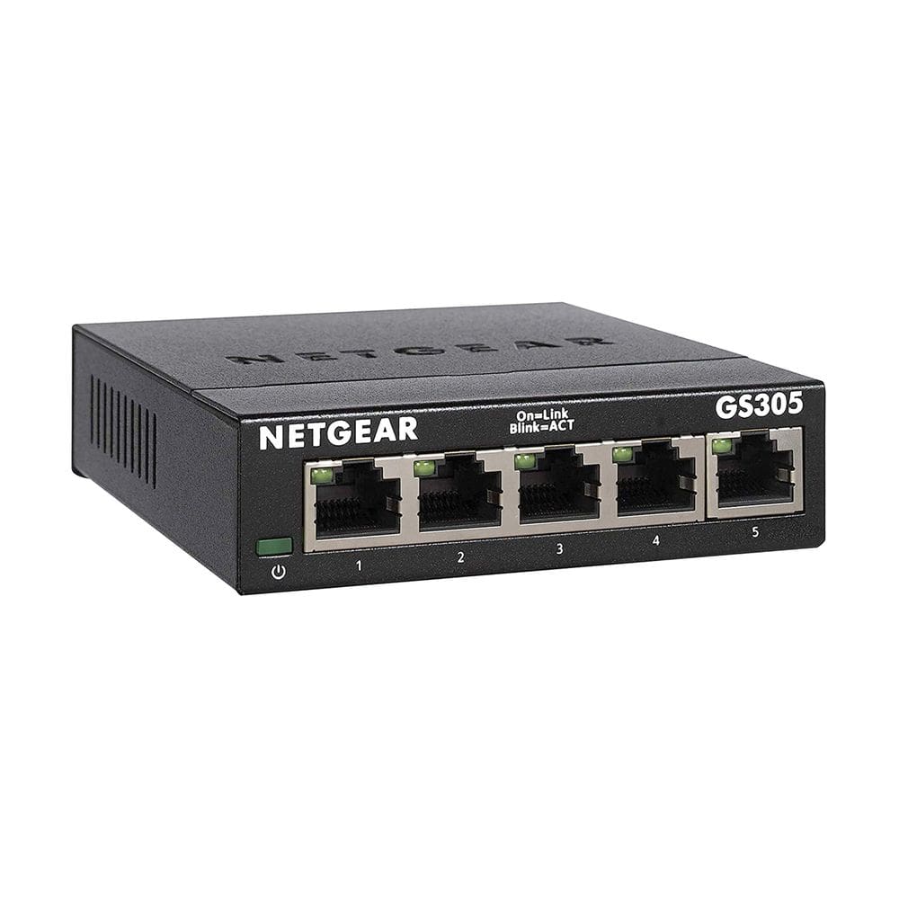 Switch Ethernet NETGEAR GS305 5 portas Gigabit não gerenciado