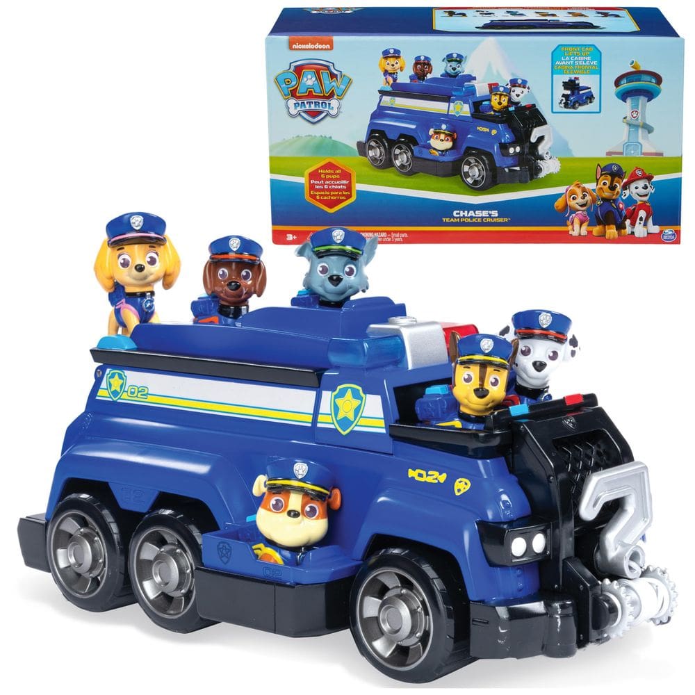 Veículo de brinquedo Paw Patrol Team Cruiser com 6 bonecos de ação de mais de 3 anos