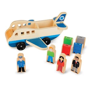 Avião de brinquedo Melissa & Doug Wooden com bonecos e malas