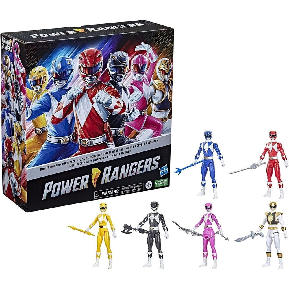 Boneco de ação Power Rangers Mighty Morphin de 12 polegadas, pacote com 6