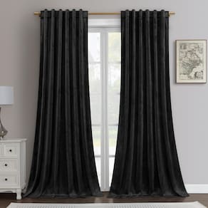 Cortinas Blackout HOMEIDEAS Black Velvet 132x213cm 2 painéis