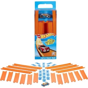 Conjunto de trilhos Hot Wheels Track Builder com 37 peças e carro de brinquedo
