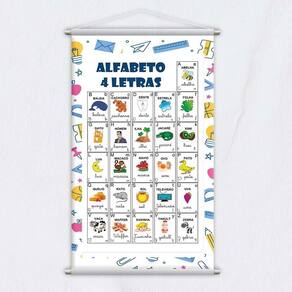 Banner Pedagógico 80x50cm com Bastões de Madeira e Corda