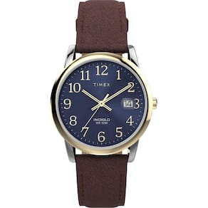 Relógio Timex Easy Reader para homens, estojo de 35 mm, pulseira marrom