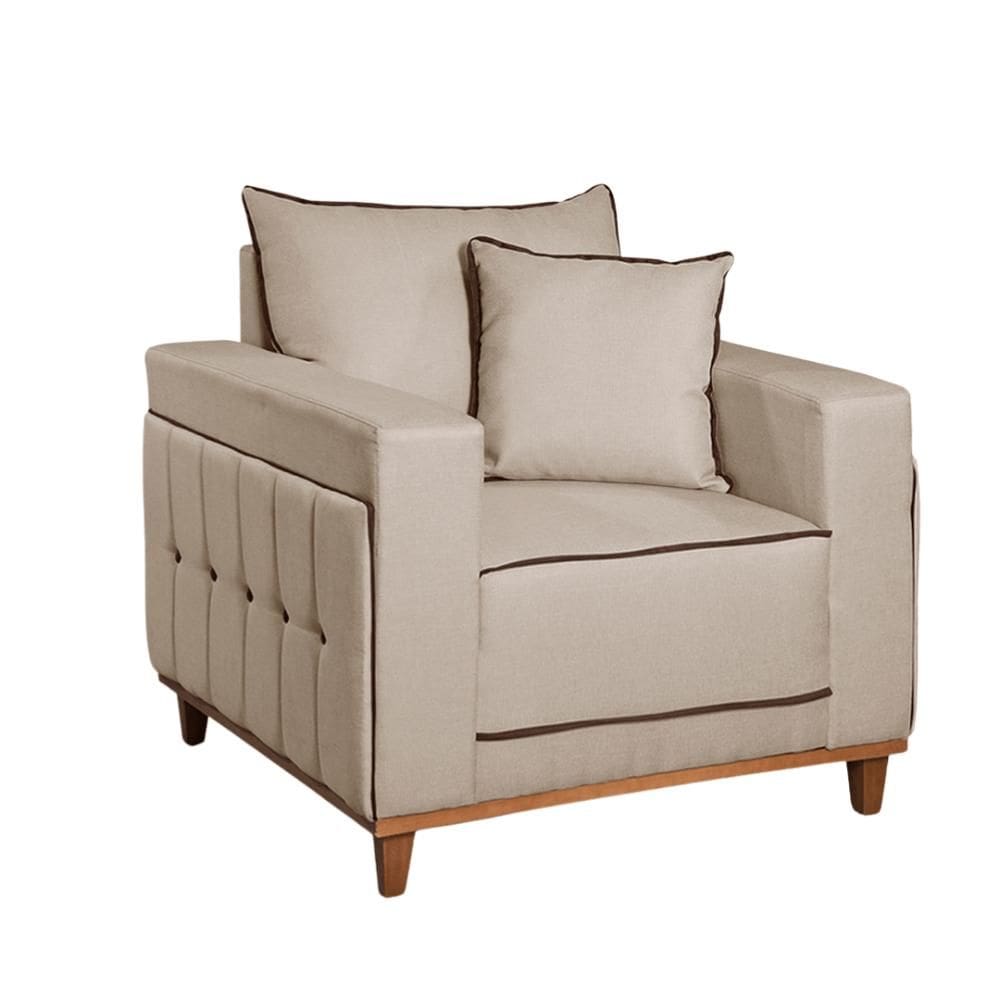 Poltrona Montes Claro 97cm Linho Bege