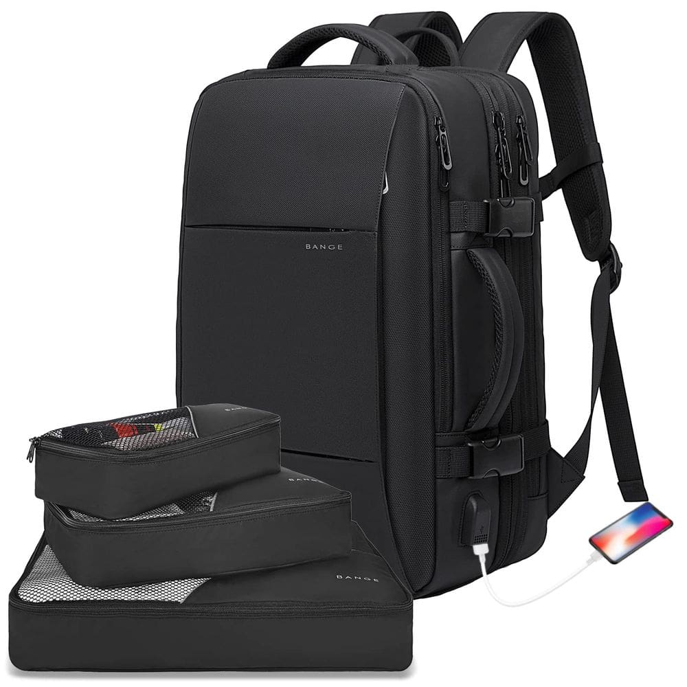 Mochila de viagem BANGE Carry On 35L para laptop de 17,3" preta