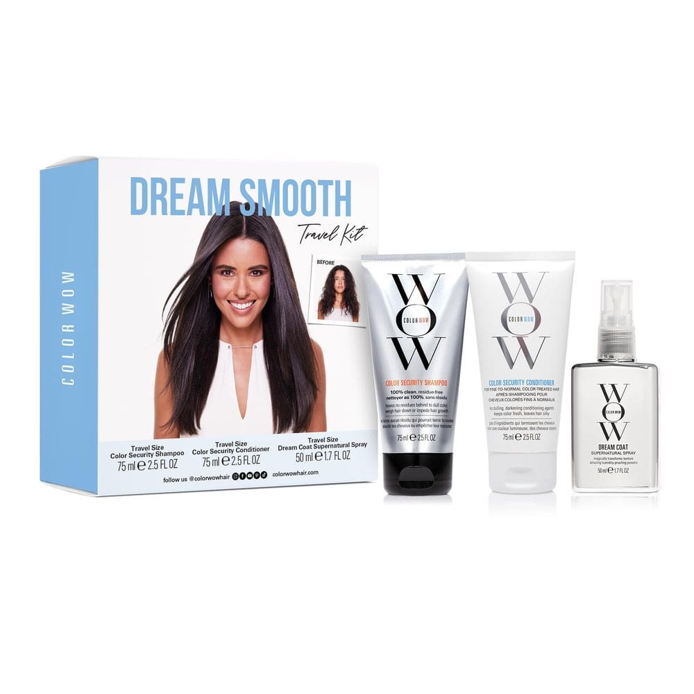 Kit de viagem COLOR WOW Dream Smooth Shampoo, condicionador e casaco
