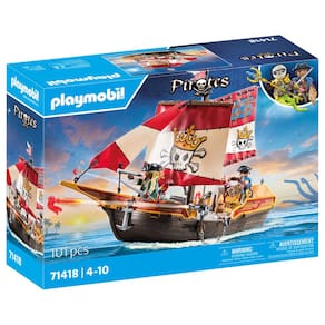 Navio pirata Playmobil 71418 com 2 bonecos e 98 acessórios