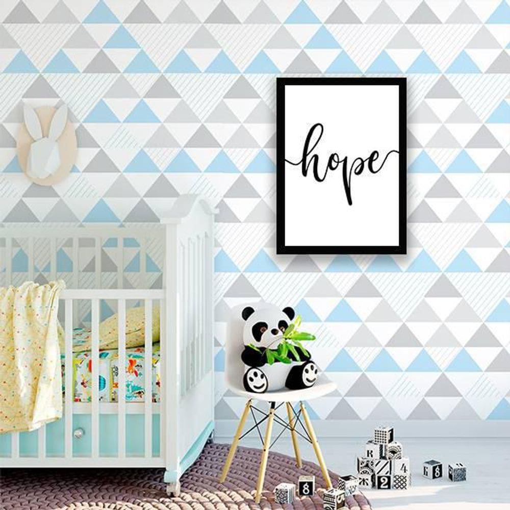 Quadro Decorativo Palavra Hope 45x34Cm Moldura Preta