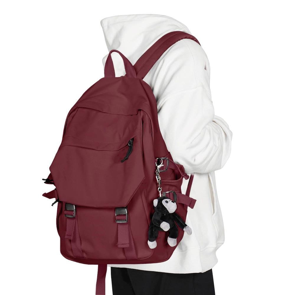 Mochila escolar leve Coowoz, resistente à água, vermelha