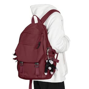 Mochila escolar leve Coowoz, resistente à água, vermelha