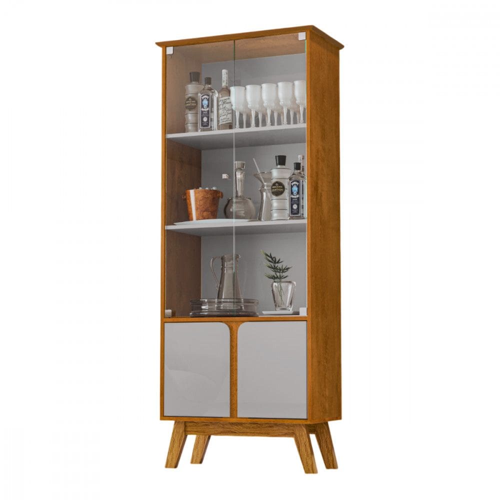 Cristaleira 4 Portas Madri Naturalle com Off White Bechara