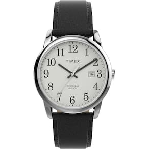 Relógio Timex Easy Reader, estojo de 38 mm, prateado, pulseira preta