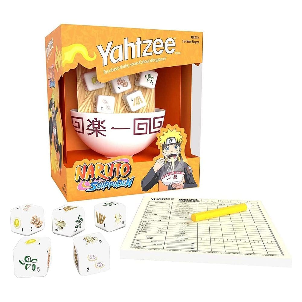 Jogo de dados USAOPOLY YAHTZEE Naruto Shippuden com Ramen Bowl