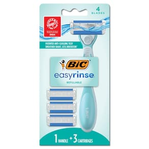 Kit de barbear BIC EasyRinse antientupimento feminino com 4 lâminas