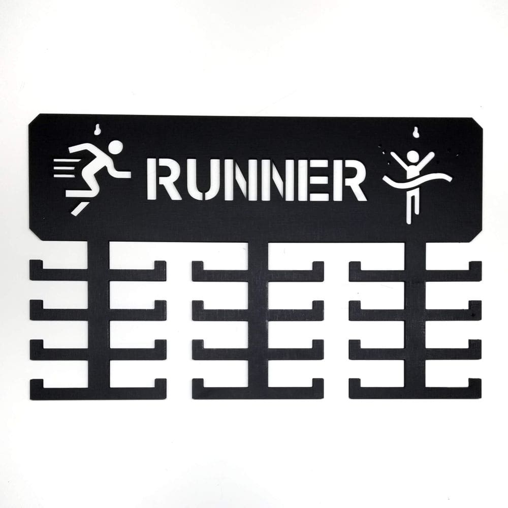 Porta Medalhas Corrida | Suporte 24 Medalhas | MDF Preto