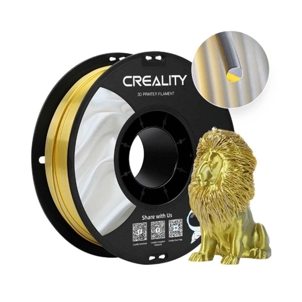 Filamento CR SILK Creality para Impressora 3D Ouro e Prata 1Kg 1.75mm