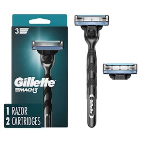 Razor Gillette Mach3 para homens, 1 alça e 2 recargas de lâmina