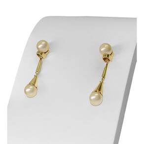 Brinco Pendente Pingente Gota Pérola Verdadeira Ouro 18k 750