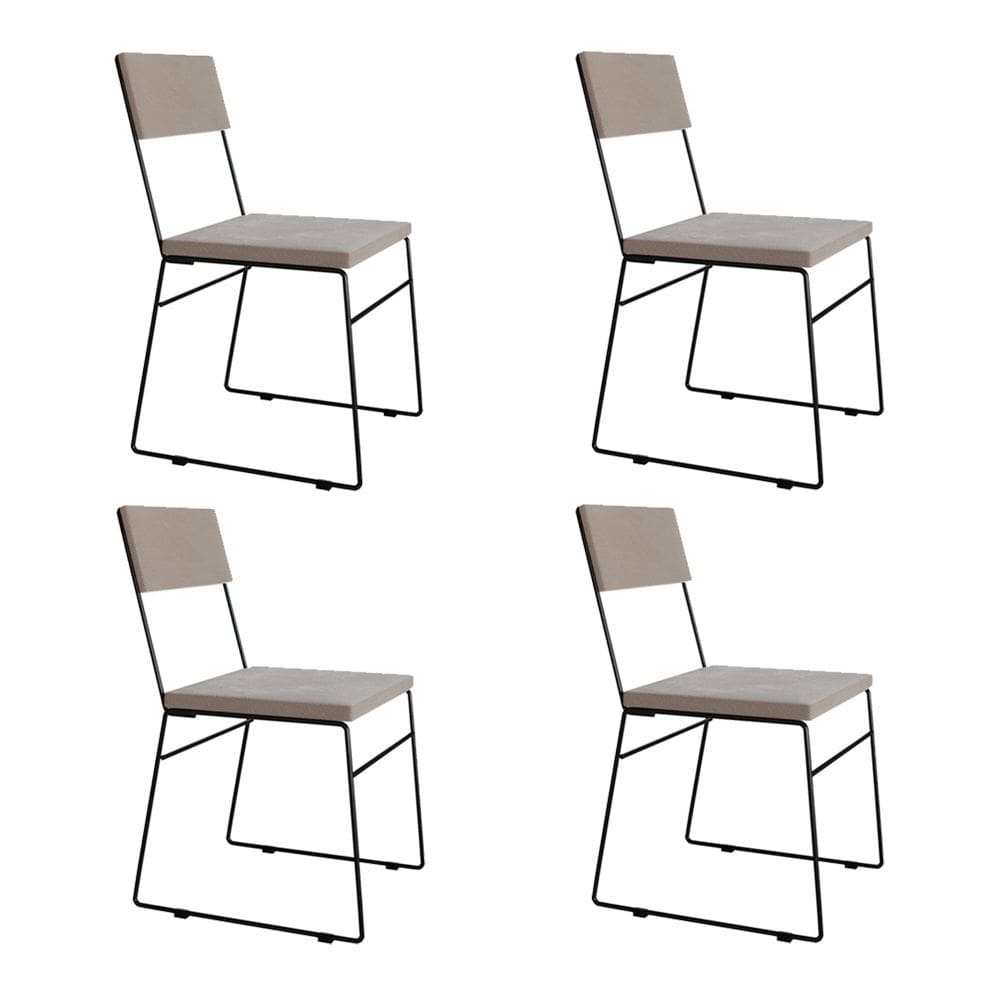 Kit 4 Cadeiras de Jantar Málaga Assento Veludo Bege
