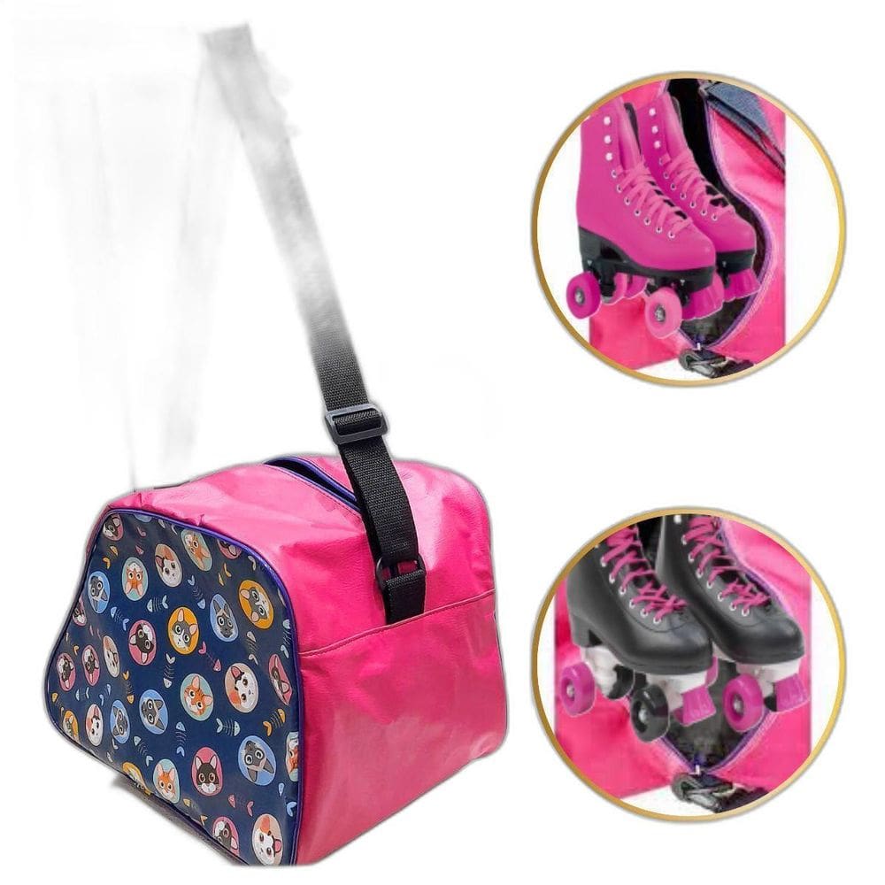 Bolsa Porta Patins, Super Prática Reforçada Estampa Gatinhos