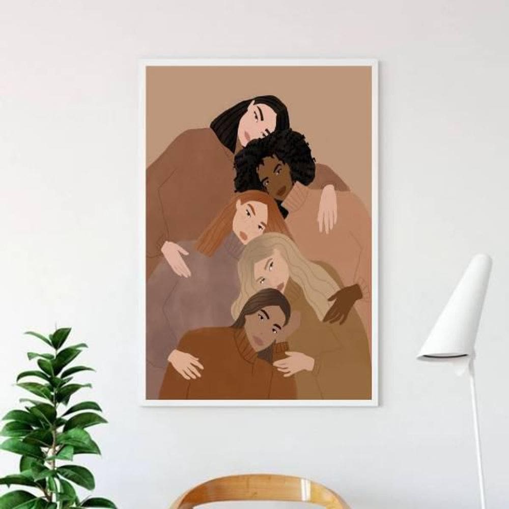 Quadro Decorativo Mulheres Unidas Não Serão Vencidas 45x34cm