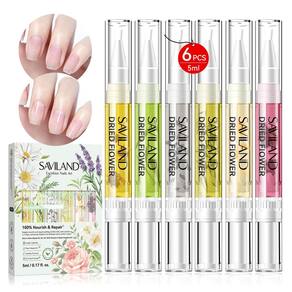Caneta de óleo para cutículas SAVILAND Floral 5mL Nail Growth com flores x6