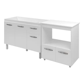 Armário 120 Cm Com Balcão Multiuso Micro-Ondas Branco