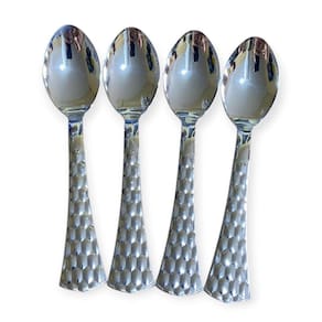 Kit 6 Colheres Sobremesa Luxo Plástico 13.8Cm Prata Festa