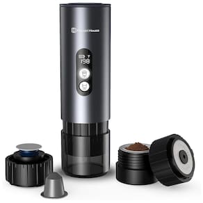 Máquina de Café Portátil com 2-3 Min Autoaquecimento Rápido e Suporte para Cápsula NS e Café Moído, 12V 150W, Maestri House PAWG-777, Cinza