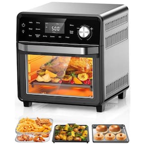 Forno Elétrico de Bancada 100 em 1, 14L com Função Air Fryer, Display LED, Porta de Vidro Duplo Isolado, 7 Funções, 110V 1500W, Nuwave, Preto e Prata