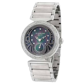 Relógio Soiree Elite 504B 34mm com mostrador preto e pulseira de aço inox prateada - Stuhrling.