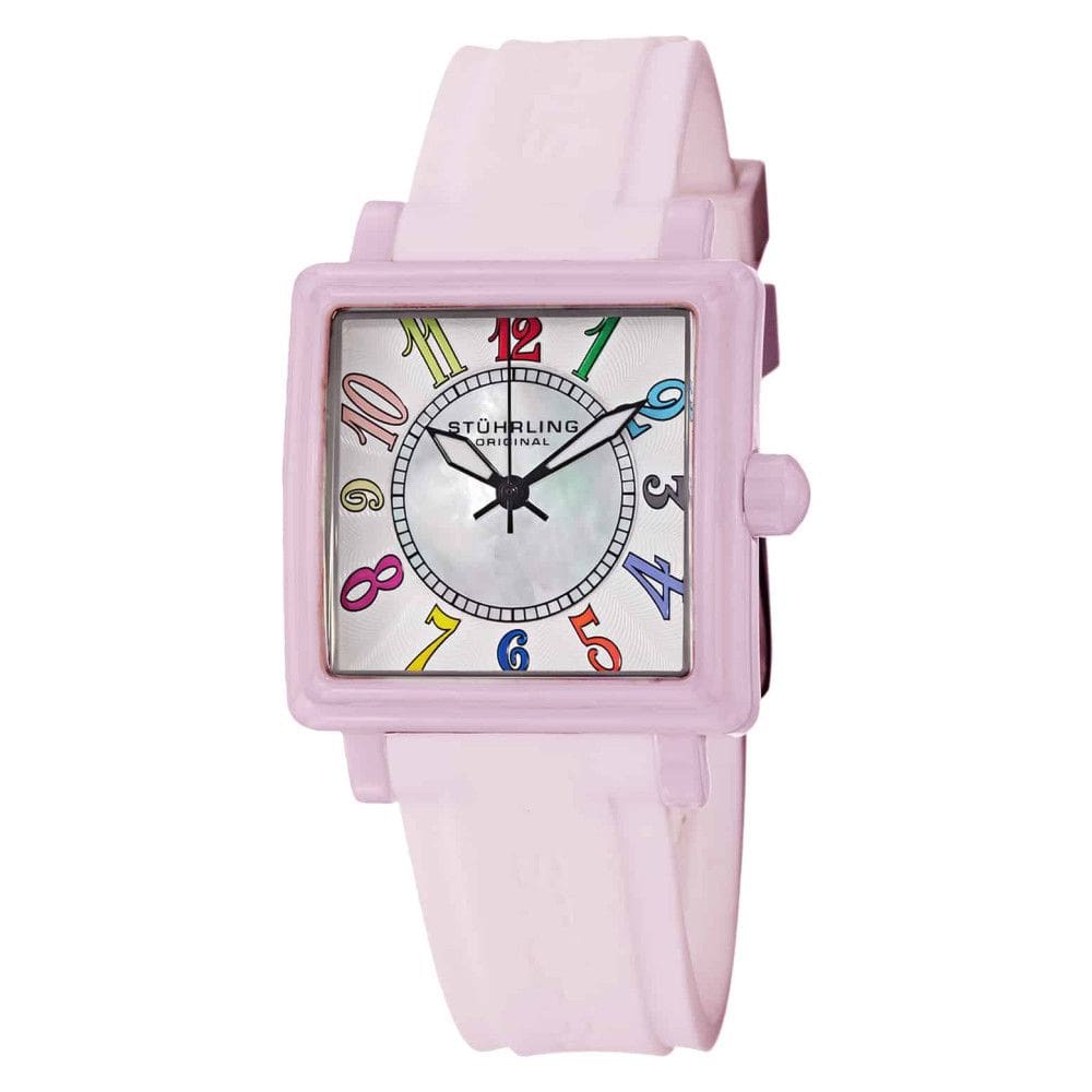 Relógio de Moda Fusão 149L4R 35mm, Mostrador Branco e Rosa, Pulseira de Silicone Rosa e Fivela Tang, da Stuhrling.