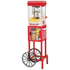 Carrinho de Pipoca Profissional Vintage com Panela de 0,09g, Faz até 10 Xícaras em Minutos, 110V, Nostalgia, Vermelho